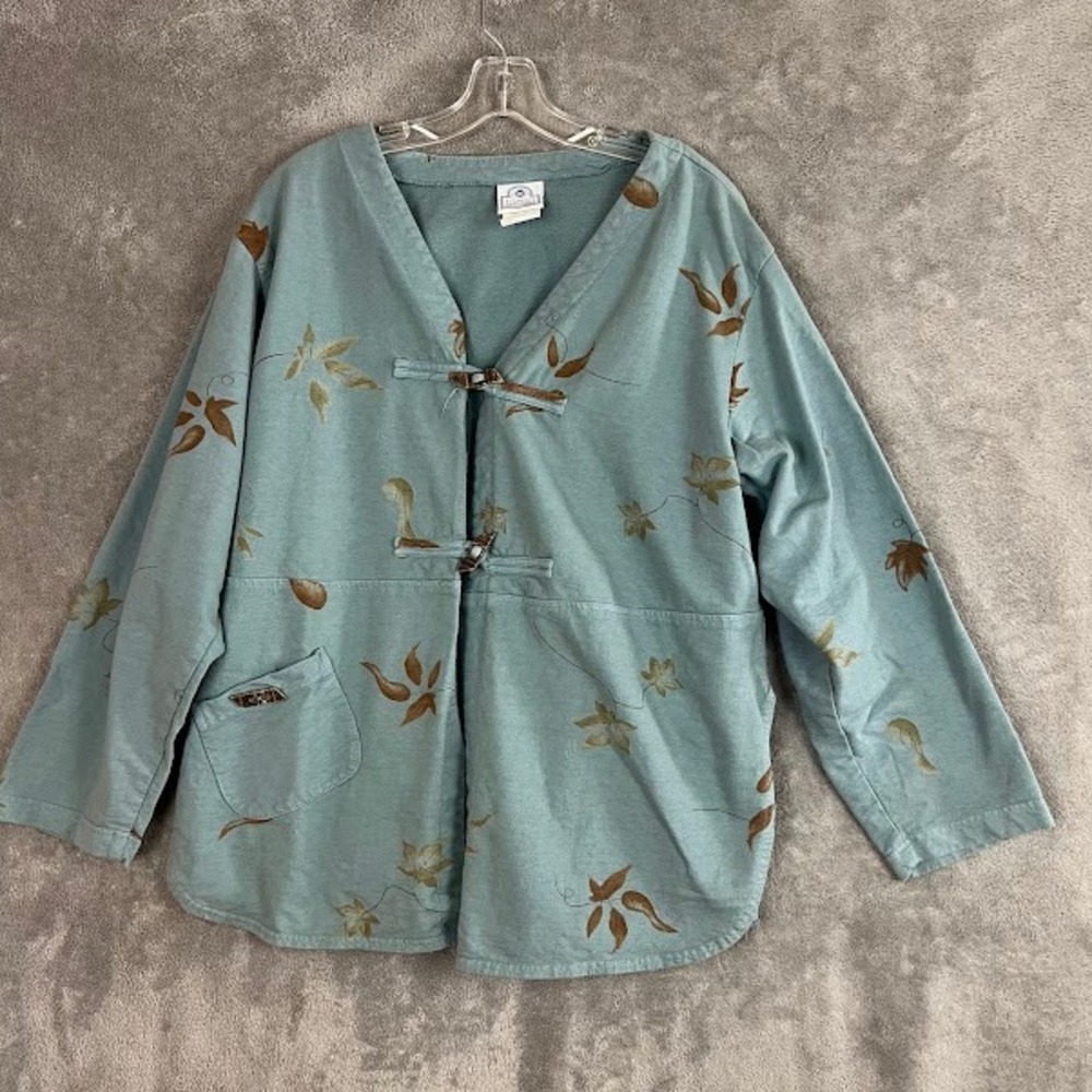 Vintage Made in USA Mill Valley Cardigan Womens L Fall Leaves Cottagecore Boho